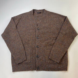 Cardigan Sweater Women’s Large Chocolate Brown Oversized Wool Blend Grandpacore